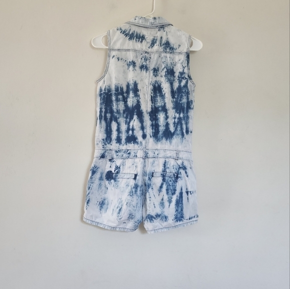 Michael Kors acid wash collared button front sleeveless romper size XS - Picture 3 of 6